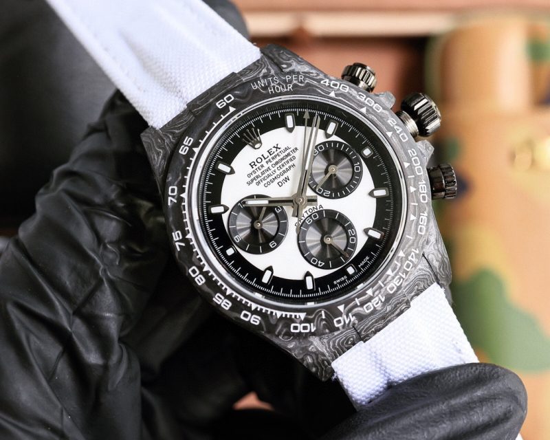ROLEX DIW QUARTZ DAYTONA CARBON CREAM WATCH