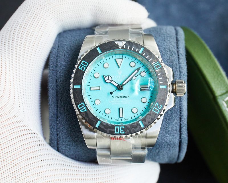 ROLEX DIW SUBMARINER PARAKEET BLUE DIAL WATCH