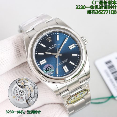ROLEX OYSTER PERPETUAL 41MM BLUE DIAL SWISS WATCH