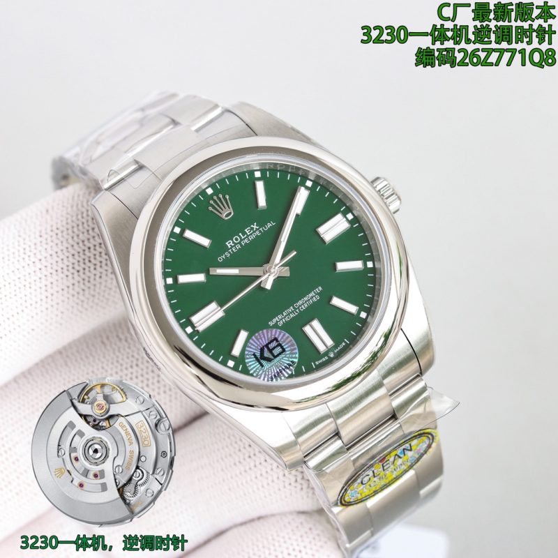 ROLEX OYSTER PERPETUAL 41MM GREEN DIAL SWISS WATCH