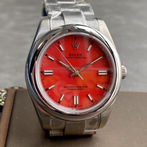ROLEX OYSTER PERPETUAL 41MM RED DIAL SWISS WATCH