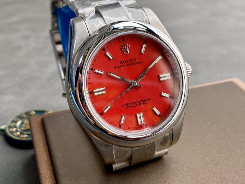 ROLEX OYSTER PERPETUAL 41MM RED DIAL SWISS WATCH
