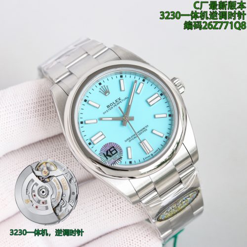 ROLEX OYSTER PERPETUAL 41MM TURQUOISE BLUE DIAL SWISS WATCH