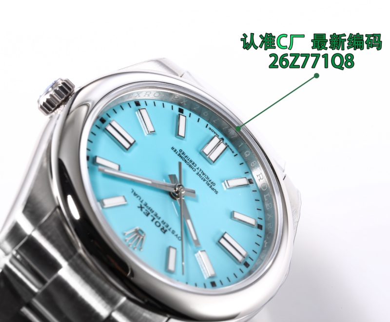 ROLEX OYSTER PERPETUAL 41MM TURQUOISE BLUE DIAL SWISS WATCH