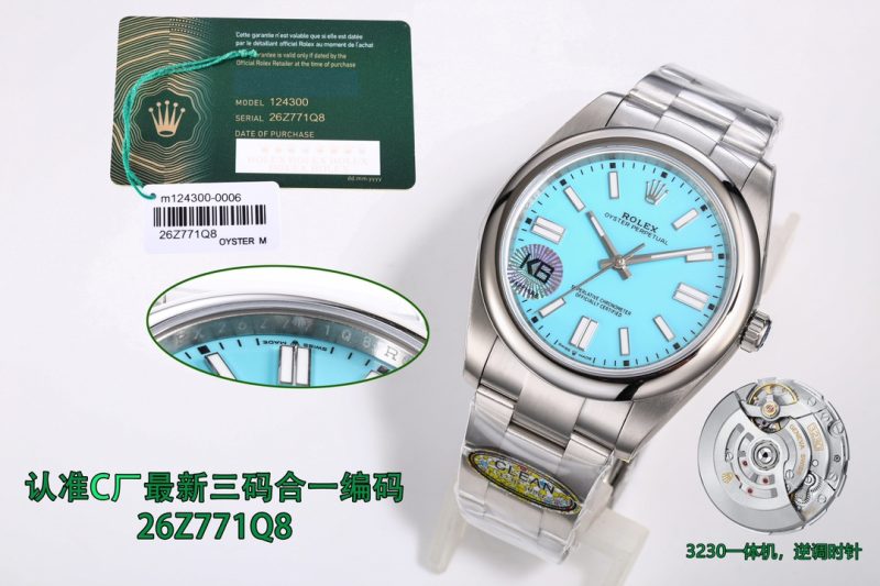 ROLEX OYSTER PERPETUAL 41MM TURQUOISE BLUE DIAL SWISS WATCH