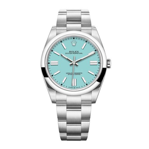 ROLEX OYSTER PERPETUAL 41MM TURQUOISE BLUE DIAL SWISS WATCH