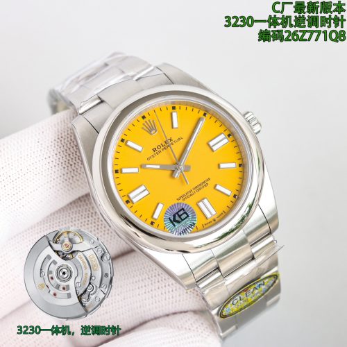 ROLEX OYSTER PERPETUAL 41MM YELLOW DIAL SWISS WATCH