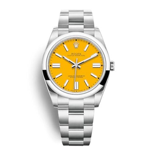 ROLEX OYSTER PERPETUAL 41MM YELLOW DIAL SWISS WATCH
