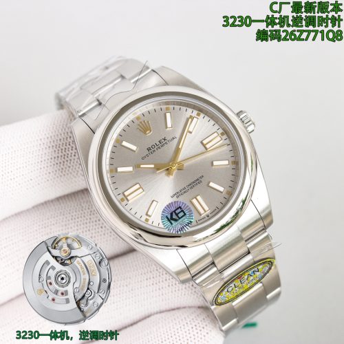ROLEX OYSTER PERPETUAL STAINLESS STEEL SILVER DIAL WATCH