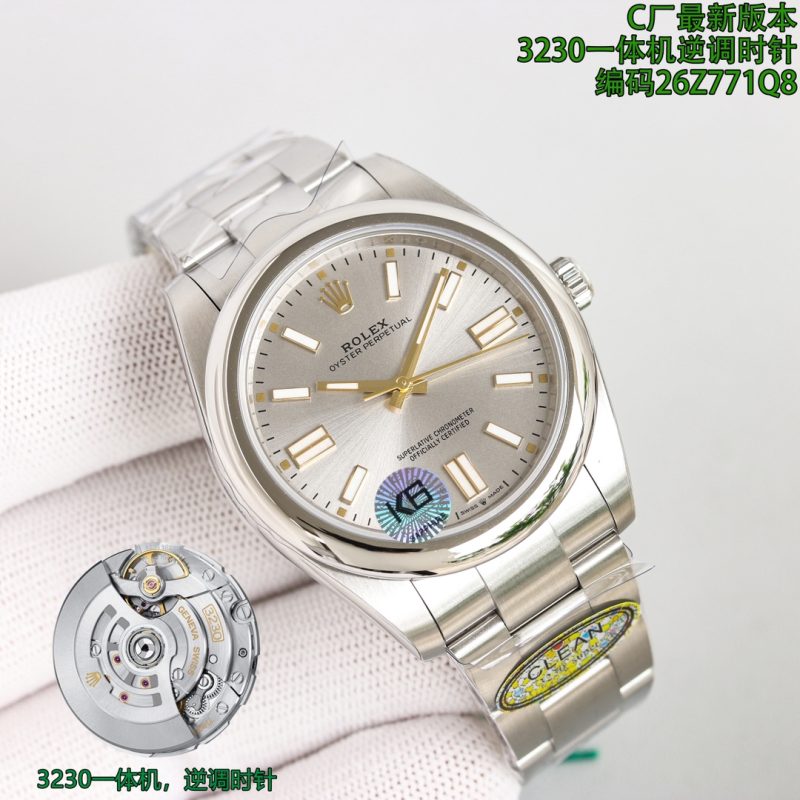 ROLEX OYSTER PERPETUAL STAINLESS STEEL SILVER DIAL WATCH