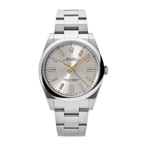 ROLEX OYSTER PERPETUAL STAINLESS STEEL SILVER DIAL WATCH