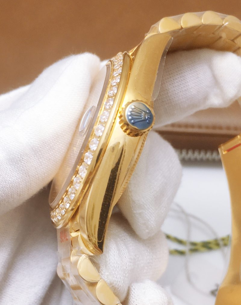 ROLEX PRESIDENT DAY YELLOW GOLD GREEN ENAMEL DIAMOND WATCH