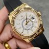 ROLEX SKY-DWELLER YELLOW GOLD WHITE DIAL WATCH