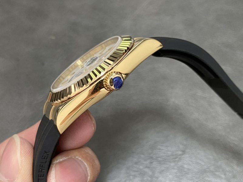 ROLEX SKY-DWELLER YELLOW GOLD WHITE DIAL WATCH