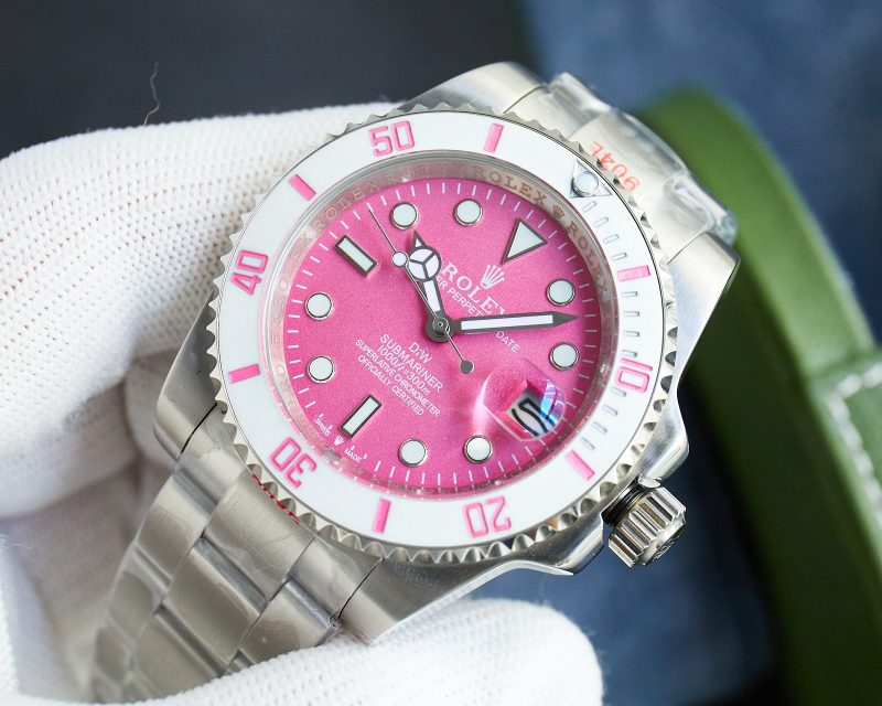 ROLEX SUBMARINER DATE PINK DIAL WATCH