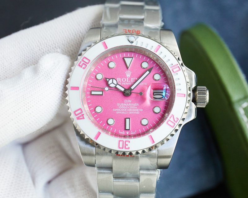 ROLEX SUBMARINER DATE PINK DIAL WATCH