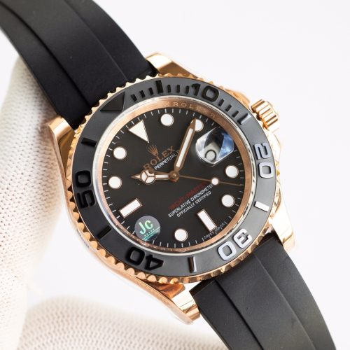 ROLEX YACHT-MASTER ROSE GOLD BLACK DIAL WATCH
