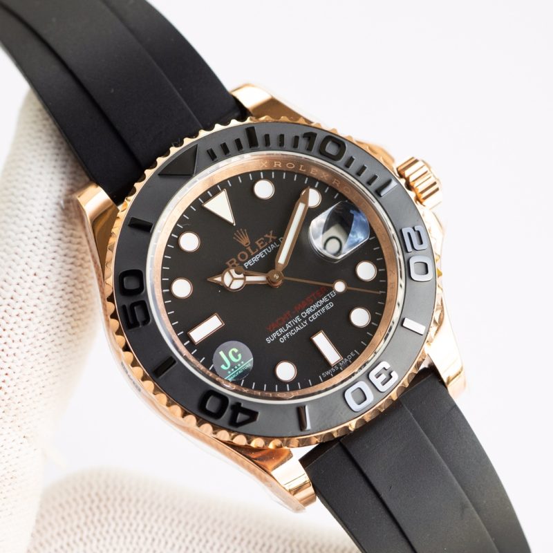 ROLEX YACHT-MASTER ROSE GOLD BLACK DIAL WATCH