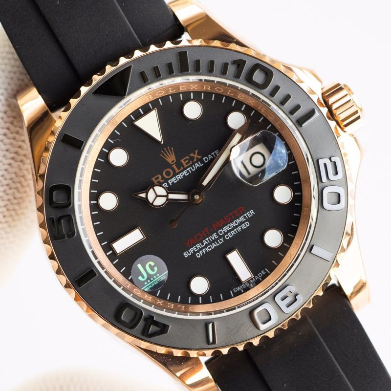 ROLEX YACHT-MASTER ROSE GOLD BLACK DIAL WATCH
