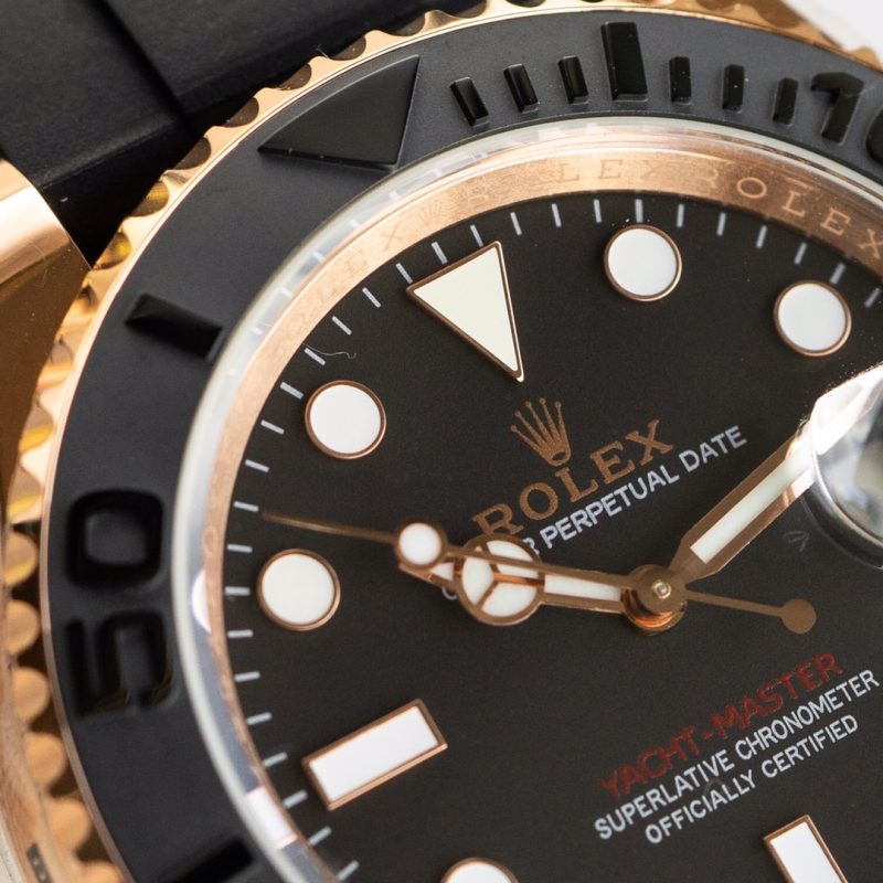 ROLEX YACHT-MASTER ROSE GOLD BLACK DIAL WATCH