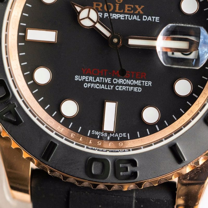 ROLEX YACHT-MASTER ROSE GOLD BLACK DIAL WATCH