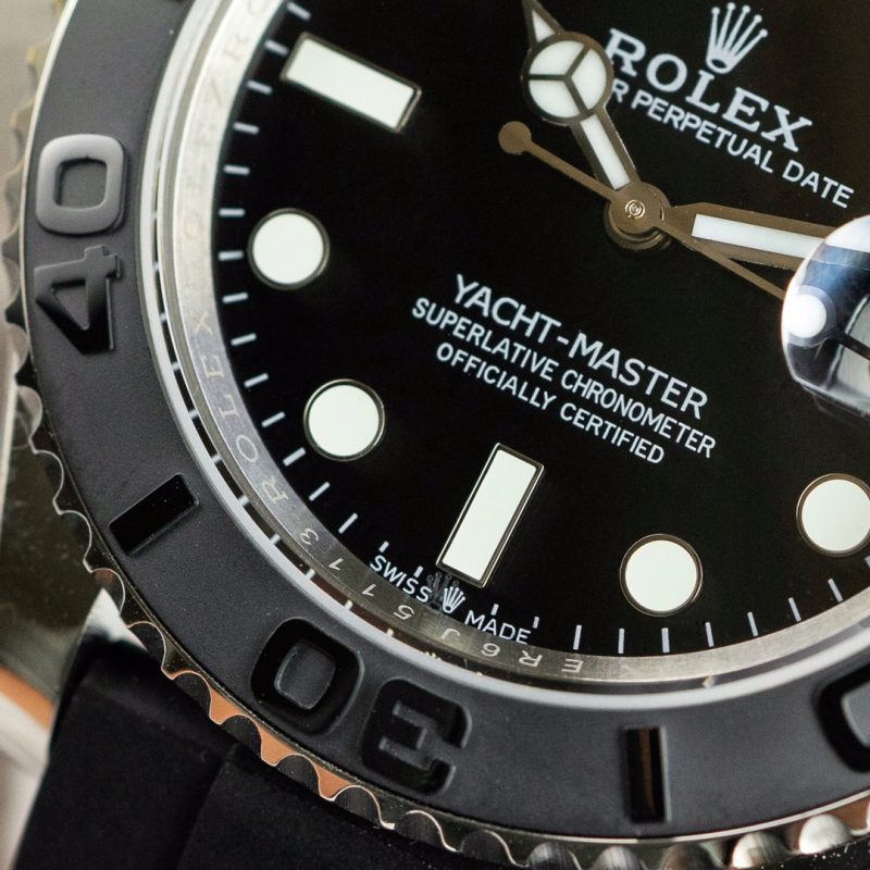 ROLEX YACHT-MASTER WHITE GOLD BLACK DIAL WATCH