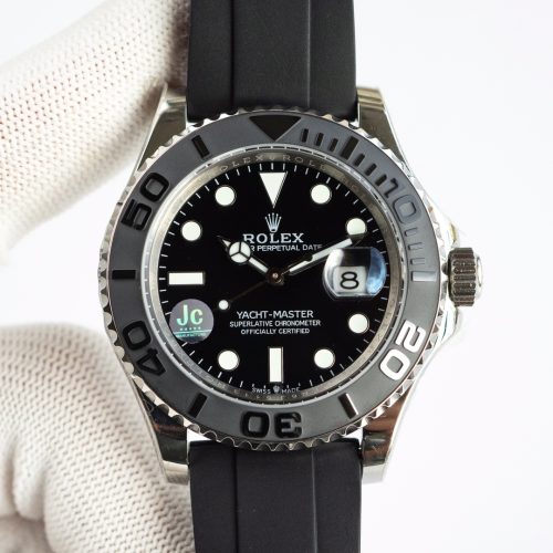 ROLEX YACHT-MASTER WHITE GOLD BLACK DIAL WATCH