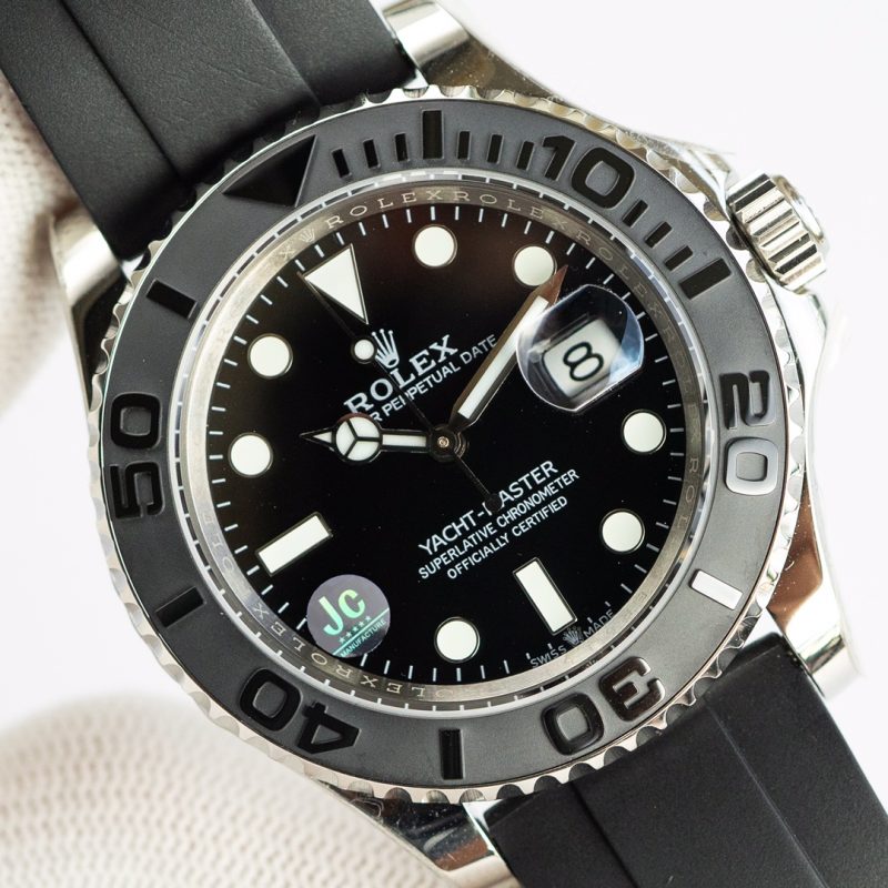 ROLEX YACHT-MASTER WHITE GOLD BLACK DIAL WATCH