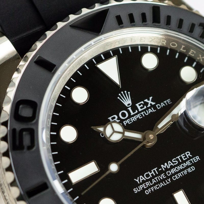 ROLEX YACHT-MASTER WHITE GOLD BLACK DIAL WATCH