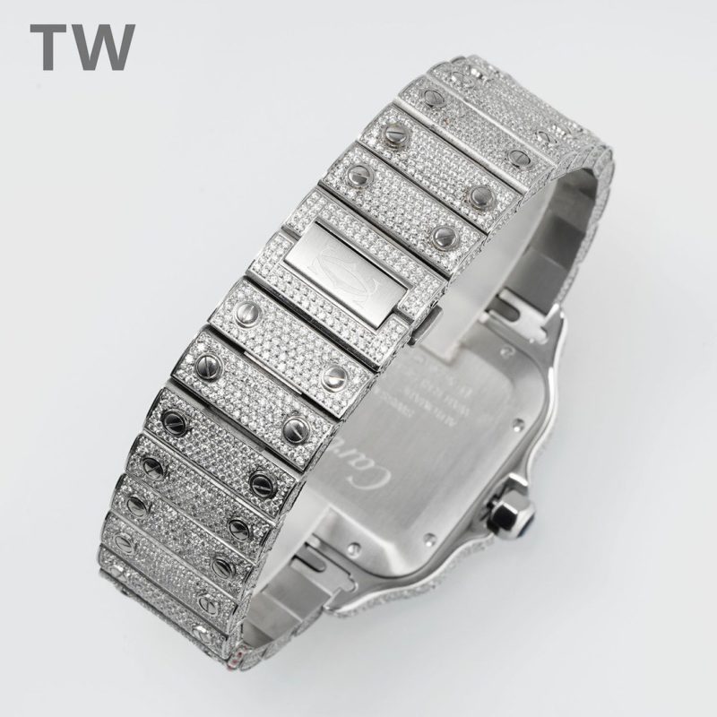 Cartier Santos De Cartier Diamonds Watch With White Dial