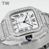 Cartier Santos De Cartier Diamonds Watch With White Dial