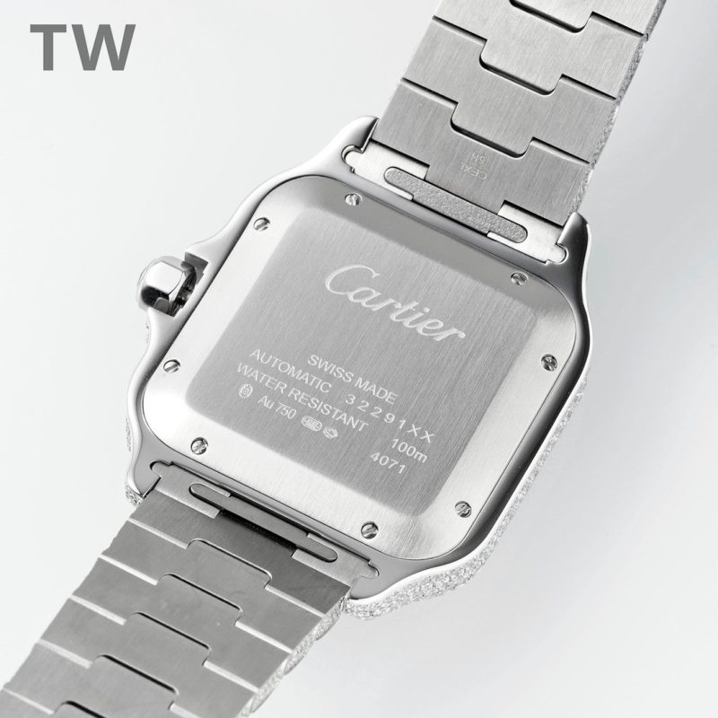 Cartier Santos De Cartier Diamonds Watch With White Dial