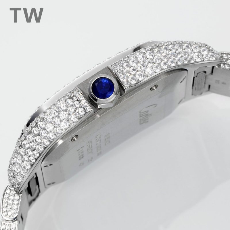 Cartier Santos De Cartier Diamonds Watch With White Dial
