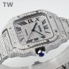 Cartier Santos De Cartier Full Diamonds Watch With White Dial
