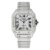 Cartier Santos De Cartier Full Diamonds Watch With White Dial