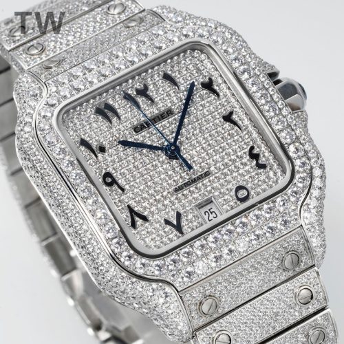 Cartier Santos De Cartier Swiss Watch With Diamonds