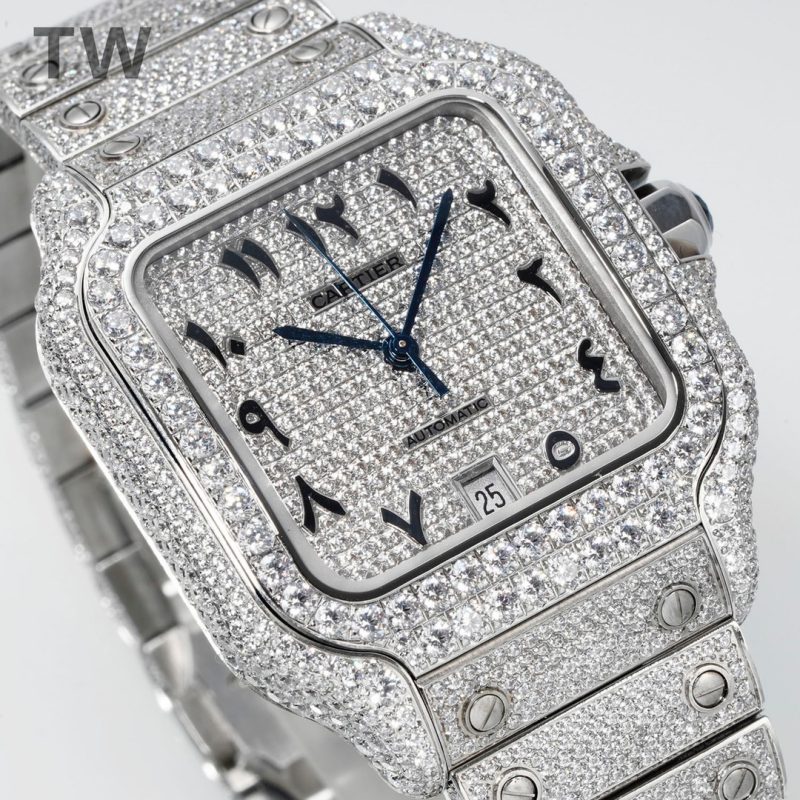 Cartier Santos De Cartier Swiss Watch With Diamonds