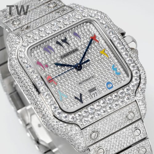 Cartier Santos De Cartier Swiss Watch With Diamonds