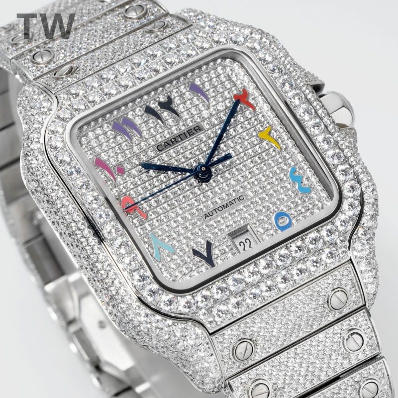 Cartier Santos De Cartier Swiss Watch With Diamonds
