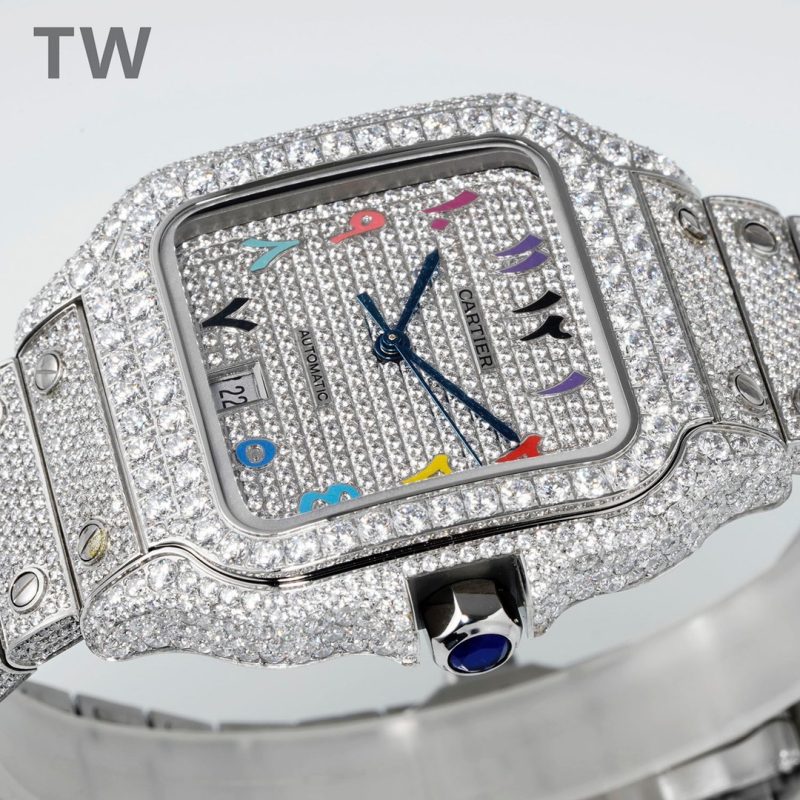 Cartier Santos De Cartier Swiss Watch With Diamonds