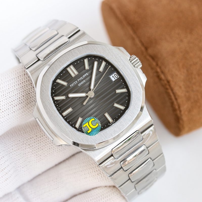 Patek Philippe Nautilus Black Dial Stainless Steel Watch