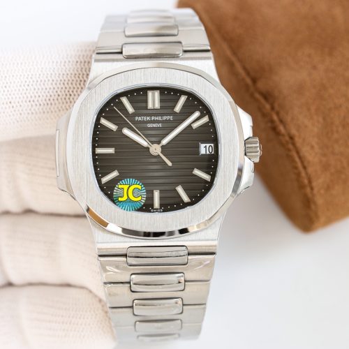 Patek Philippe Nautilus Black Dial Stainless Steel Watch