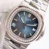 Patek Philippe Nautilus Blue Dial Diamond Stainless Steel Watch