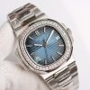 Patek Philippe Nautilus Blue Dial Diamond Stainless Steel Watch