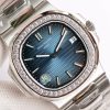 Patek Philippe Nautilus Blue Dial Diamond Stainless Steel Watch