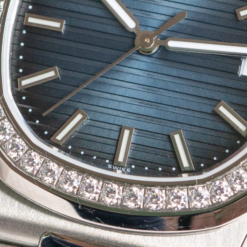 Patek Philippe Nautilus Blue Dial Diamond Stainless Steel Watch