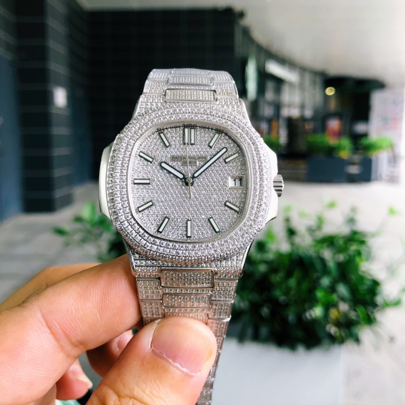Patek Philippe Nautilus Diamond Dial White Gold Watch