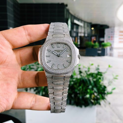 Patek Philippe Nautilus Diamond Dial White Gold Watch