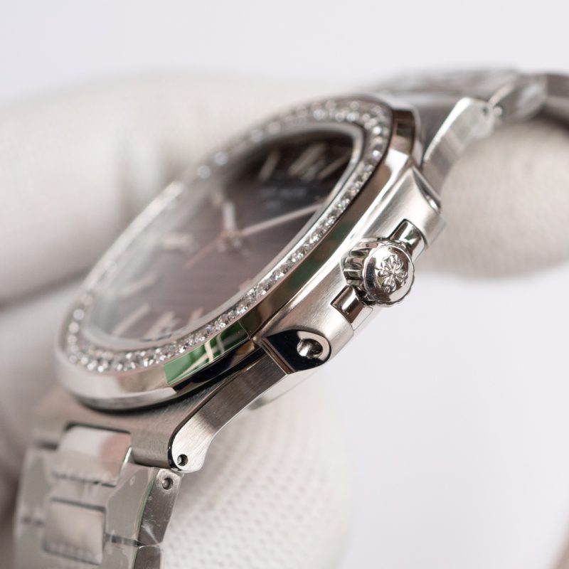 Patek Philippe Nautilus Olive Green Dial Diamond Stainless Steel Watch