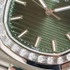 Patek Philippe Nautilus Olive Green Dial Diamond Stainless Steel Watch